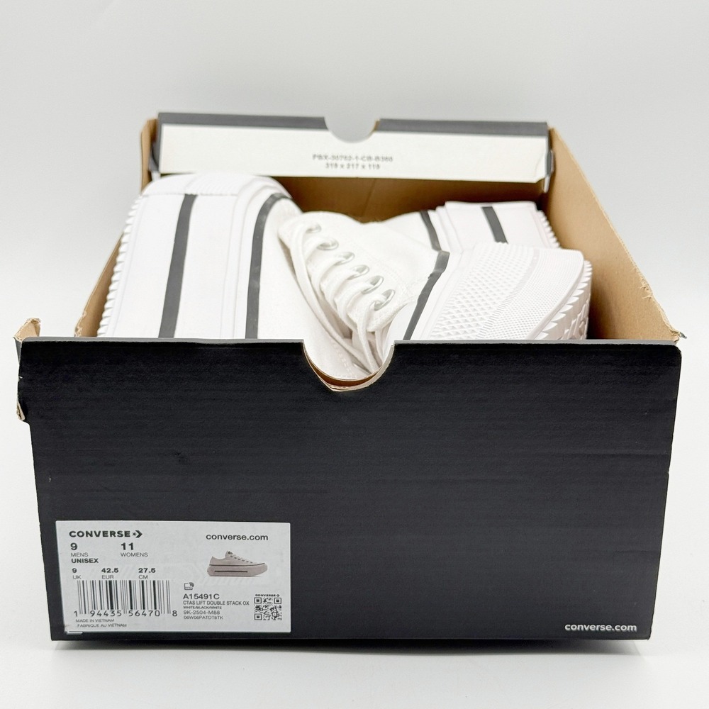 Converse Chuck Taylor All Star Double Stack Low Size 11 Womens White/Black NEW - Picture 2 of 10